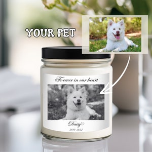 Custom Pet Candle Memorial Candle Photo Candle Cat Candle Dog Remembrance Gift Pet Remembrance Gif Sympathy Candle  Forever In Our Hearts