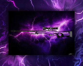 Counter Strike AWP Lightning Strike Poster Oil Painting | CSGO | CS2 Art Painting | Poster