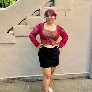 Pink Lacy Crochet Bolero