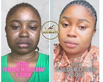 7D MOLATO BRIGHTENING SOAP, Organic Face Soap and Body Scrub | Unique Skincare Products| Body Soap, Body Scrub & Brightening Face Soap Set