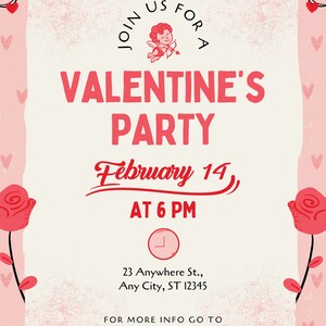 Tarjeta de invitación del día de San Valentín: diseño de corazón romántico, notas de amor personalizables para el regalo especial y perfecto de su pareja, descarga en PDF