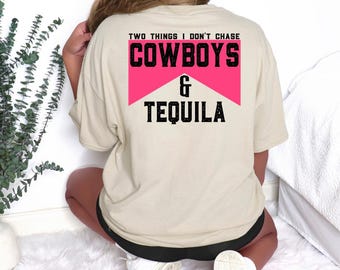 Camiseta unissex Cowboys and Tequila, pulôver Western Rodeo, presente Country Cowgirl, camiseta gráfica, camiseta engraçada para beber álcool