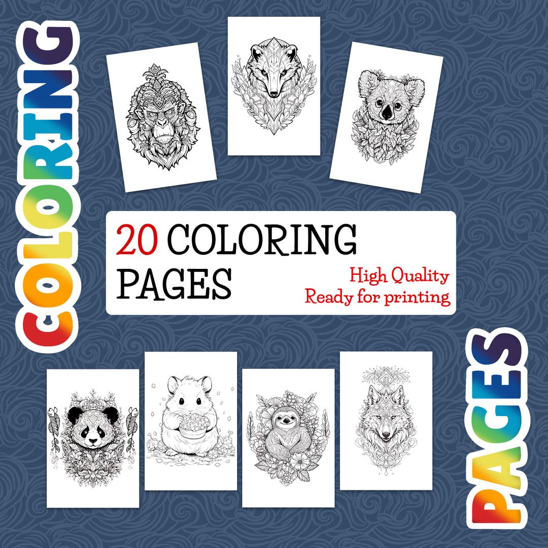 20 Animal Coloring Pages for Adults & Kids – Printable Wildlife and Zoo ...