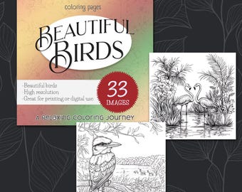Vogel-Malbuch: 33 Entspannende Natur-Designs (Digitaler Download)