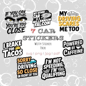 Hilarious SVG Decal Bundle for Cars, Funny Window Phrases, Instant Sticker PDF