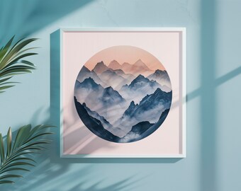 Eingekreiste Berglandschaft Print: Moderne Wandkunst (Digitaler Download)