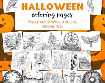 Halloween Coloring Pages for Adults: 35 Spooky Designs (PDF/PNG)