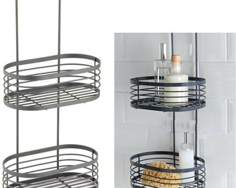 Grey over shower screen caddy hanging bathroom organiser shower rack storage new