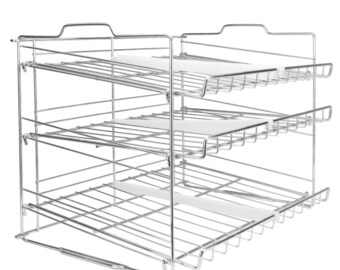 Can Rack 3 Tier Steel Wire Kitchen Cupboard Shelf Organiser 6 Dividers