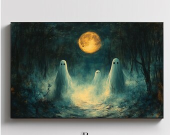 Spooky Ghosts Frame TV Art: Minimalist Halloween Decor (Digital Download)