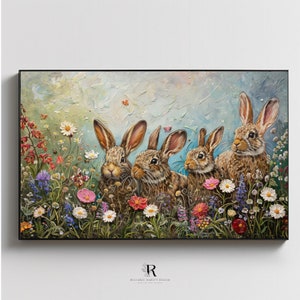 Spring Bunny Rabbit Samsung Frame TV Art, Easter Bunny TV Art Frame, Spring Decor Vintage Farmhouse TV Art, Spring Tv Art Nursery Tv Art