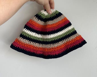 Ganni Inspired Crochet Bucket Hat – Handmade Striped Beanie  display picture 1