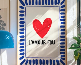 Franse kunstdruk L'Amour Fou – trendy hartposter