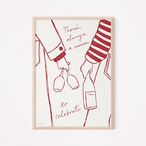 ワインと友達の壁アート - Affiche vin et copain - 彼女へのワインの誕生日プレゼント