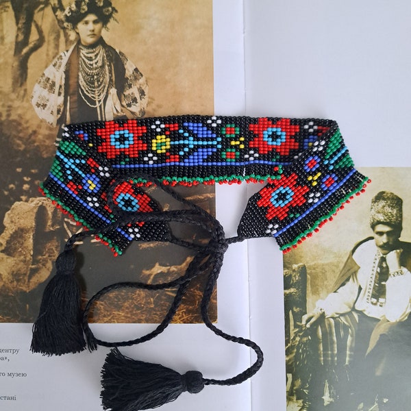 Ukrainian Jewelry Bead Ukrainian Necklace Gerdan European Folk Art Choker Gift For Her