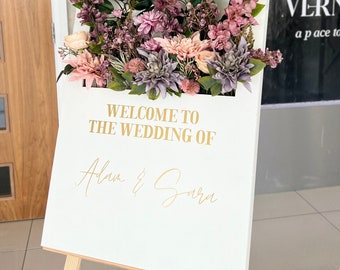 Custom Painted Welcome Sign Flower Box | Personalised Entryway Decor | 70cm x 50cm | Rustic Wedding, Home, and Event Signage