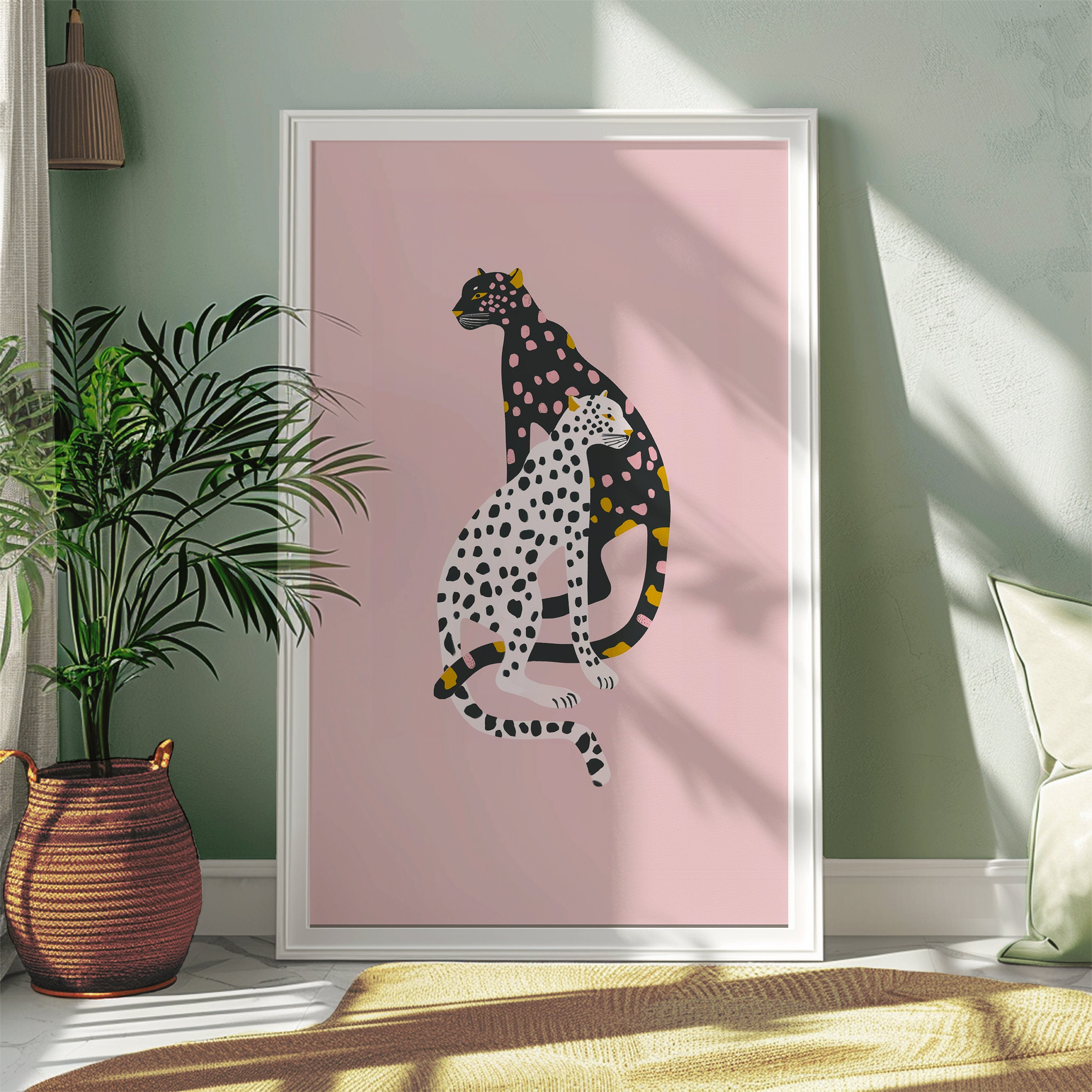 早割ex Two Cheetahs Whimsical Animal Print, Eclecticanimal Art 洋書