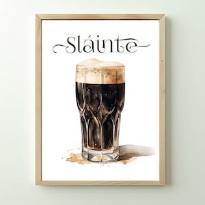 Sláinte セントパトリックスデー ウォールアート、セントパトリックスデー デコレーション、アイリッシュバーカート ウォールアート、ビール愛好家へのギフト、ビールポスター、カクテルポスター