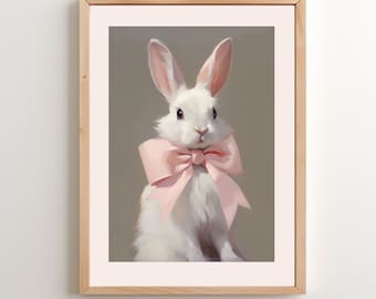 Vintage Osterhase Malerei, Osterhase Druck, Frühling Dekor, Aquarell Osterhase druckbare Wandkunst, Frühling Landschaft Kunst Dekor