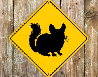 Chinchilla Crossing Sign: Weatherproof Aluminum Metal (27x27 cm, Dibond)