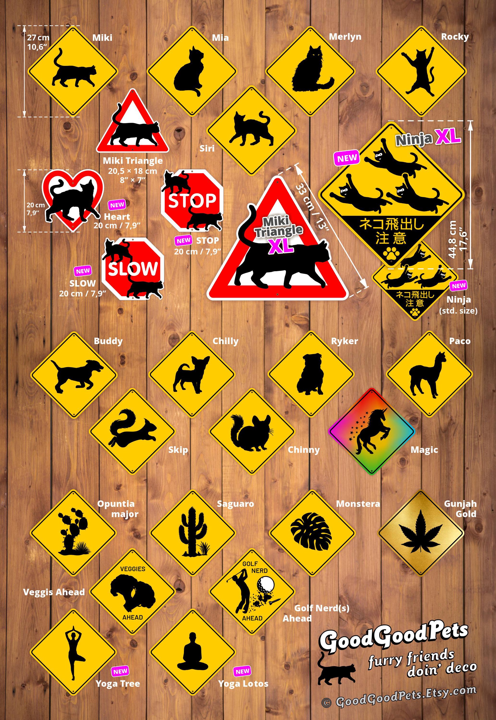 Japanese Traffic Warning Sign JAPANESE NINJA CATS, Outdoor-quality 27 ...