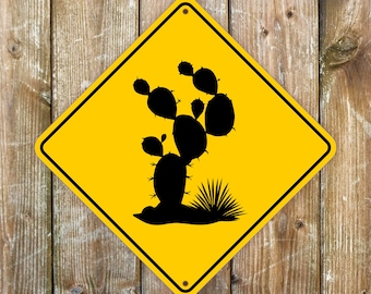 Cactus Sign: Opuntia Major, Rustproof Outdoor Decor (27x27cm, Aluminum Dibond)