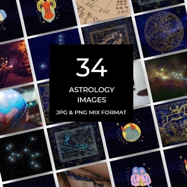 Mystical Astrology Photo Pack Bundle, Magickal Graphics For Blogs, Websites, Digital Downloads. Astrological Niche Pictures, Digital AI Art.