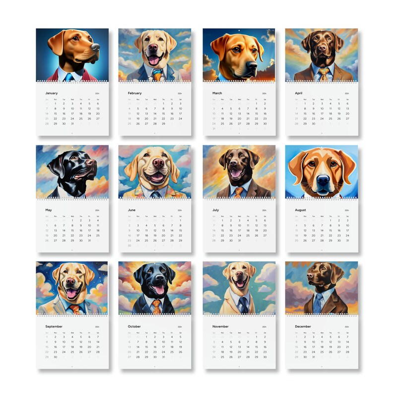 Cute Pup Wall Calendar 2024 Etsy