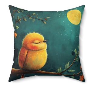 Adorable Yellow Bird Pillow, Kids Pillow, Throw Pillow, Decorative Pillow, Accent Pillow, Home Decor, Living Room Decor, Bedroom Decor,