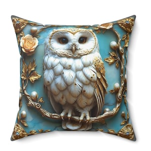 Owl Pillow, Owl Decor, Owl Lovers, Owl Gift, Throw Pillow, Decorative Pillow, Accent Pillow, Home Decor, Snowy Owl, Housewarming Gift