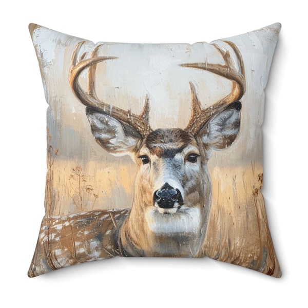 Whitetail Deer Pillow, Rustic Cabin Decor, Lodge Bedding, Deer Pillow, Country Chic Accent, Farmhouse Decor, Gift Pillow