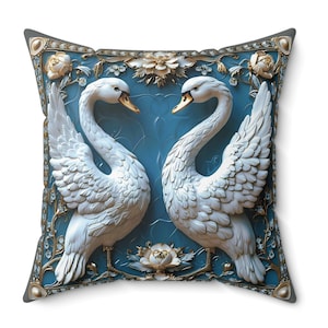 Swan Pillow, Swan Decor, Swan Lovers, Throw Pillow, Decorative Pillow, Accent Pillow, Home Decor, Living Room, Bedroom, Housewarming Gift