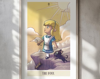 The Fool / Alice in Wonderland Tarot Card Poster / Mystical Wall Art / Esoteric Decor / Gift Poster / 12x18 / 24x36