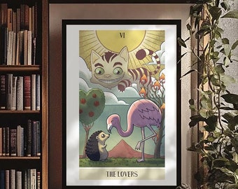 The Lovers - Wall Art Print | Romantic Tarot Decor | Sizes 12x18 & 24x36 | Mystical Home Decor