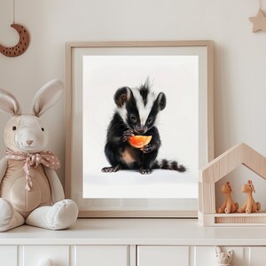 Baby Skunk Print: Snacking Woodland Animal Art