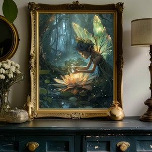 Fairycore Wall Art, Enchanted Fairy Print, Beautiful Forest Fairy Print, Enchanted Forest Print,Botanical Aesthetic, Fairycore Magic,