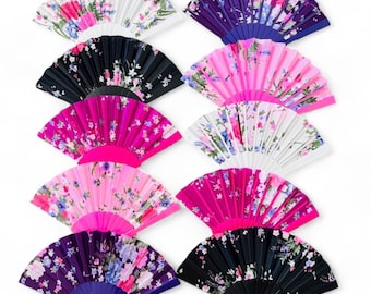 Floral Silk Folding Hand Fans: Elegant Bamboo Wedding,tea or birthday party  Favors