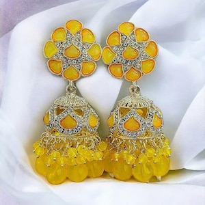 Elegant Jhumka Earrings with Floral Design