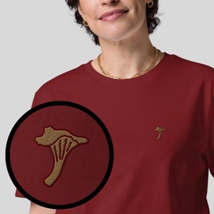 Mushroom Organic Embroidered Unisex T-Shirt Minimal Design