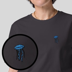 Jellyfish Organic Embroidered T-Shirt Minimal Design