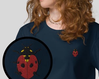 Ladybug Organic Embroidered Unisex T-Shirt Minimal Design
