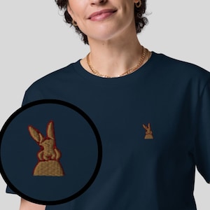 Bunny Organic Embroidered T-Shirt Minimal Easter Design