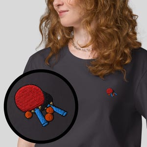 Ping Pong Organic Embroidered T-Shirt Sports Design