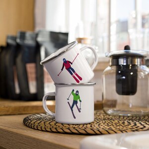 Skiing Enamel Camping Mug