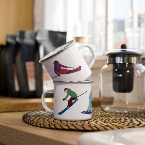 Skiing Enamel Camping Mug
