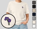 Embroidered Violet Flower T-Shirt, Organic Cotton Floral Shirt, Violet Name Gift product logo