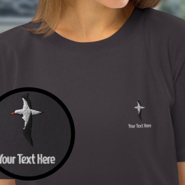 The Albatros Personalisiertes Bio-T-Shirt Stickerei minimalistisch gestickter Albatross Shirt