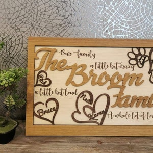 Family Sign, Wood Layered personalized plaque, Custom name wall art, home decor, Rustic home sign, family gift, Handmade housewarming gift