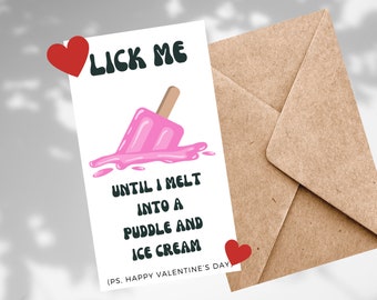 Naughty Adult Valentine Cute Ice Cream Digital Printable card