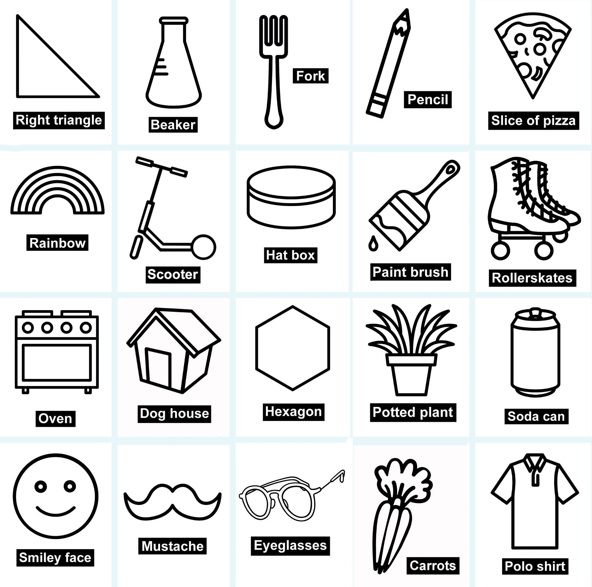 Easy Coloring Pages for Kids Everyday Objects Coloring for Kids Summer ...